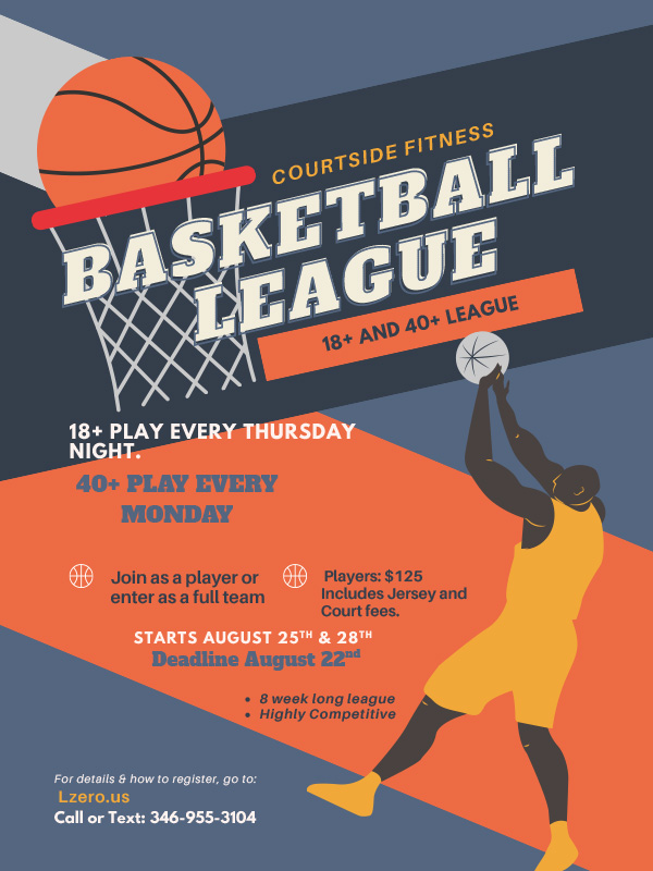 Courtside Fitness Basketball Leagues in League City, TX. For 18+ and 40+
